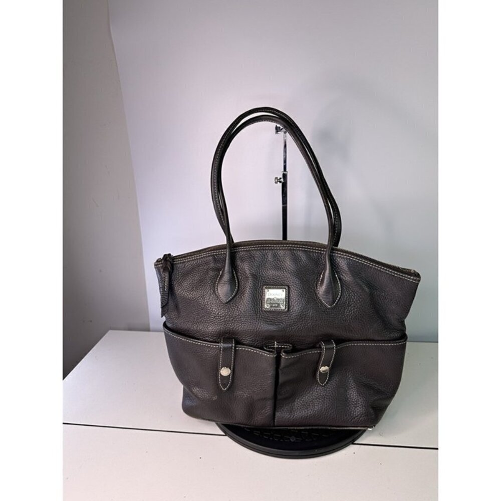 Dooney Bourke Brown Crescent Leather Purse Pebble Grain